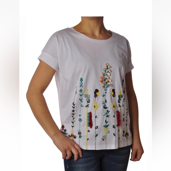 Twin-set embroidery/beads/ribbons white boxy fit T-Shirt - Picture 17 of 17